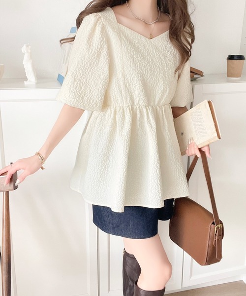美品♡23年かぐれkagureコットンフレアブラウス前後2wayペプラムシャツe 美品♡23年かぐれkagureコットンフレアブラウス前後2wayペプラム