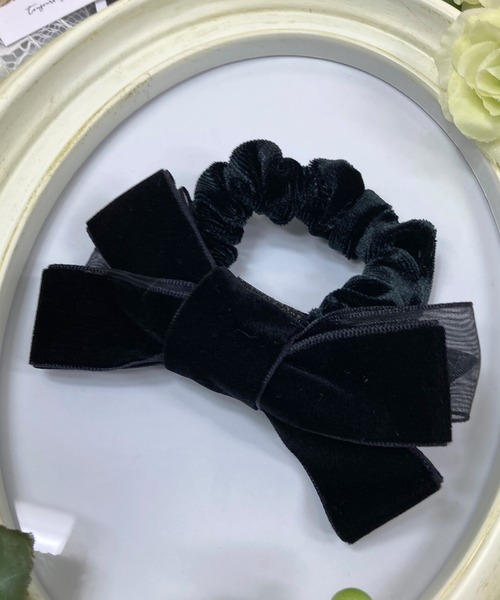 セール】ベロアとオーガンジーのダブルリボンヘアゴム（ヘアゴム