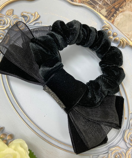 オーガンジーリボンヘアゴム ストロベリーハート ヘアアクセサリー,ヘアゴム | Diamond Hearts