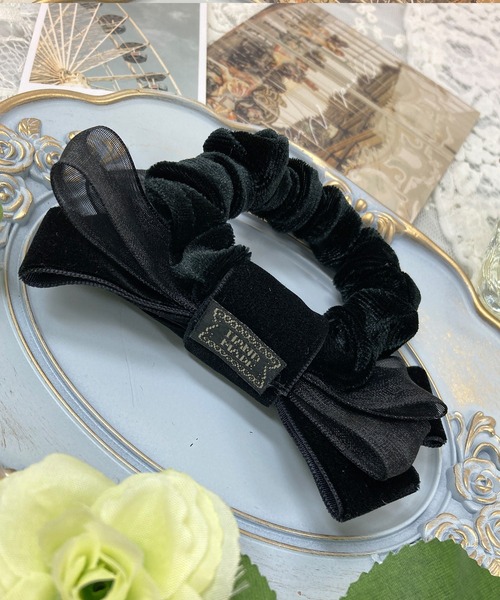 セール】ベロアとオーガンジーのダブルリボンヘアゴム（ヘアゴム