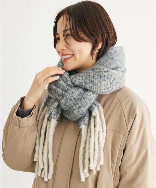 Green Parks(グリーンパークス)の「・ミックスマフラー(ストール/ショール・レディース・ブラック/イエロー/グリーン/ブルー・FREE)」の2枚目の写真