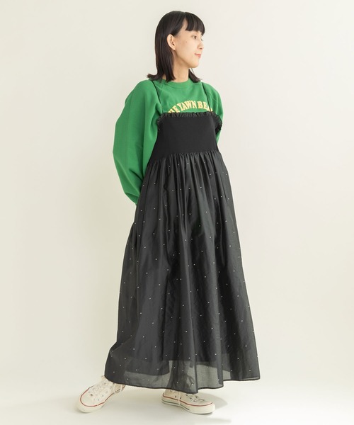 CHILD WOMAN(チャイルドウーマン)の「シャーリングDOTパネルジャカード キャミワンピース(ワンピース・レディース・ブラック・FREE)」の21枚目の写真