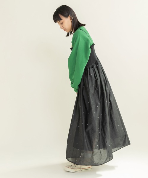 CHILD WOMAN(チャイルドウーマン)の「シャーリングDOTパネルジャカード キャミワンピース(ワンピース・レディース・ブラック・FREE)」の20枚目の写真