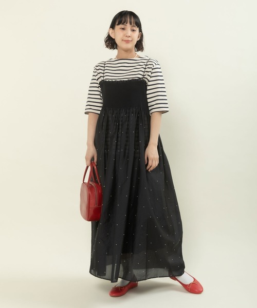CHILD WOMAN(チャイルドウーマン)の「シャーリングDOTパネルジャカード キャミワンピース(ワンピース・レディース・ブラック・FREE)」の21枚目の写真