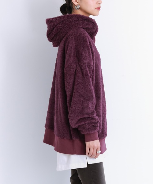 n'OrLABEL（ノアールレーベル）の「『スタンドジップ付きボアパーカー』（パーカー・レディース・パープル/チャコール・FREE）」の4枚目の写真