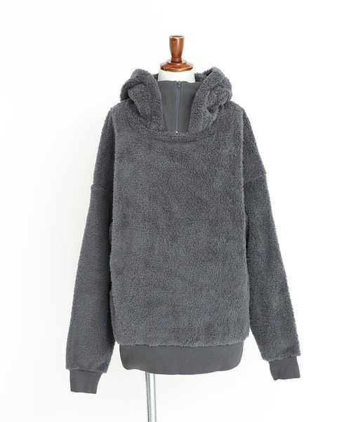 n'OrLABEL（ノアールレーベル）の「『スタンドジップ付きボアパーカー』（パーカー・レディース・パープル/チャコール・FREE）」の13枚目の写真