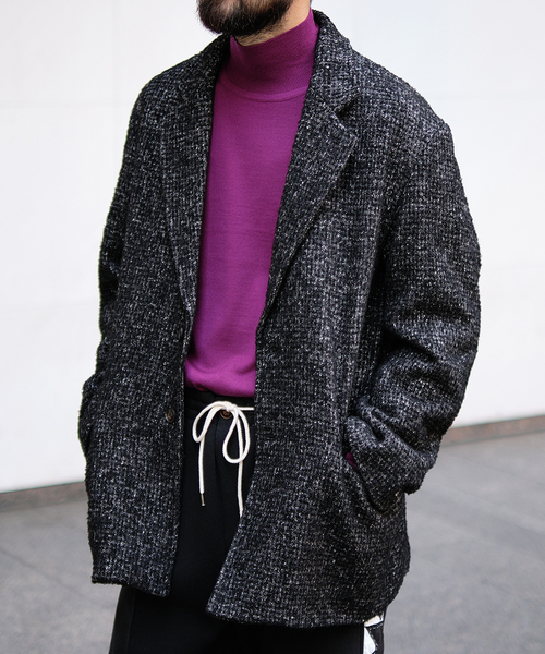 EDIFICE LA BOUCLE（エディフィスラブークル）の「【LA BOUCLE / ラブ―クル】リング ツイード ジャコット（テーラードジャケット・メンズ・ブラック・2/3）」の5枚目の写真