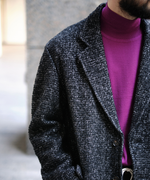 EDIFICE LA BOUCLE（エディフィスラブークル）の「【LA BOUCLE / ラブ―クル】リング ツイード ジャコット（テーラードジャケット・メンズ・ブラック・2/3）」の6枚目の写真