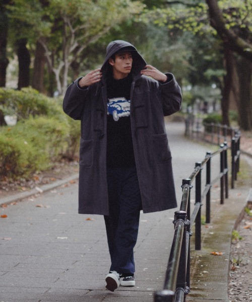 WHIMSIC(ウィムジック)の「【UNISEX】マイクロフリースダッフルコート(ダッフルコート・メンズ・チャコールグレー/オリーブ・FREE)」の10枚目の写真