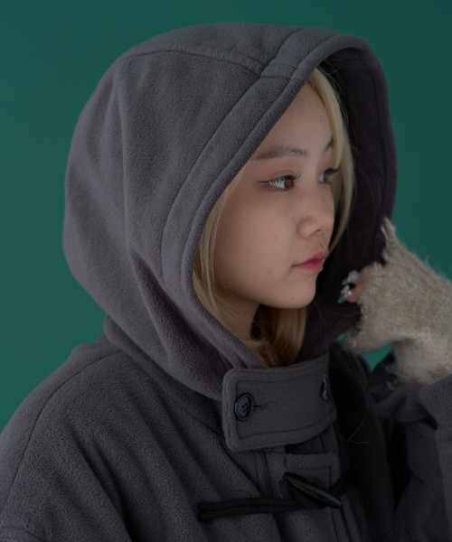 WHIMSIC(ウィムジック)の「【UNISEX】マイクロフリースダッフルコート(ダッフルコート・メンズ・チャコールグレー/オリーブ・FREE)」の15枚目の写真