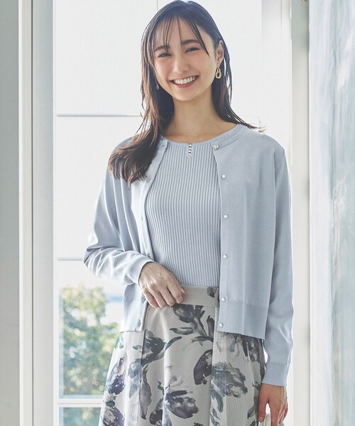 ANY SIS(エニィスィス)の「【洗える】ベーシック カーディガン(ニット/セーター・レディース・ネイビー系/ホワイト系/スカイブルー系・2)」の2枚目の写真