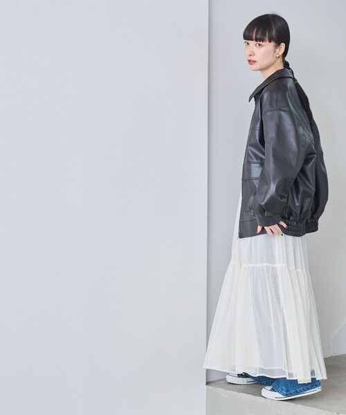 coen（コーエン）の「レザーライクビッグジャケット（ブルゾン・レディース・ブラック/ダークブラウン・FREE）」の10枚目の写真