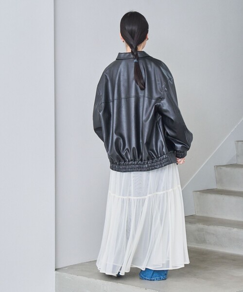 coen（コーエン）の「レザーライクビッグジャケット（ブルゾン・レディース・ブラック/ダークブラウン・FREE）」の11枚目の写真
