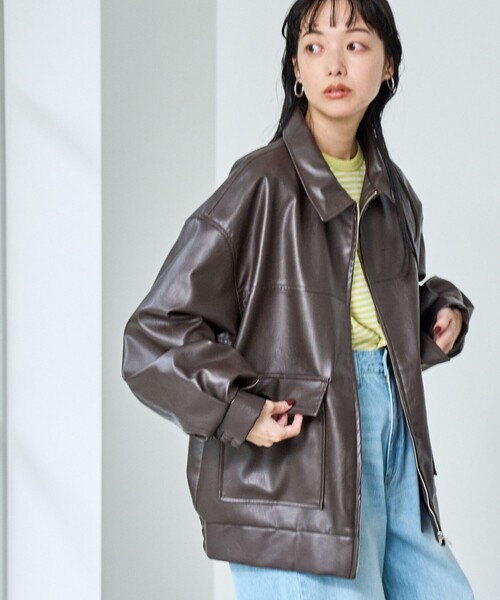 coen（コーエン）の「レザーライクビッグジャケット（ブルゾン）」 - WEAR