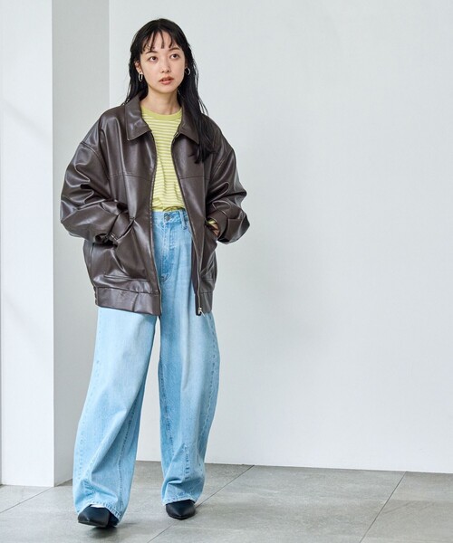 レザーライクビッグジャケット（ブルゾン）｜coen（コーエン）の