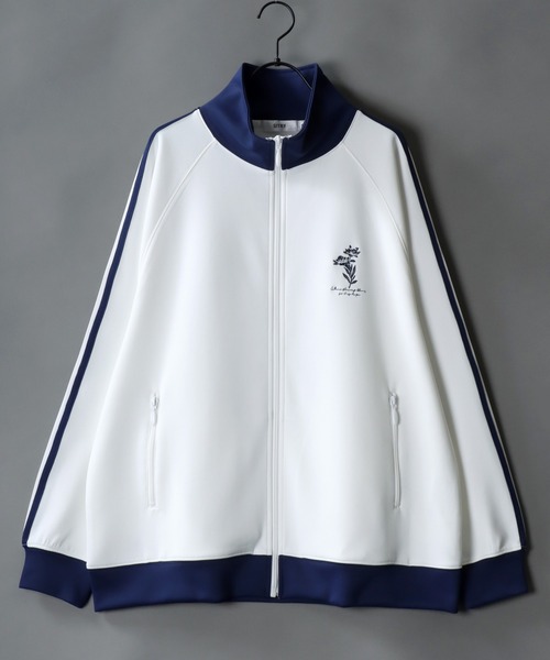SITRY（シトリー）の「SITRY Flower Embroidery Track Jacket/別注 ワンポイント花刺繍 トラックジャケット レディース メンズ ジャージ（ジャージ・メンズ・ベージュ/ネイビー/ホワイト/ブラック・M/XL/L）」の5枚目の写真