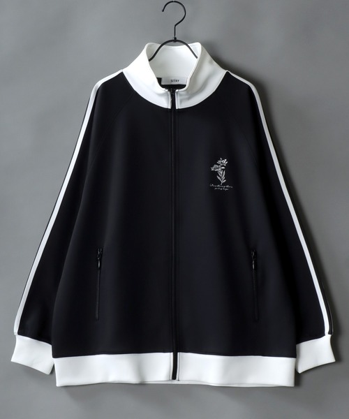 SITRY（シトリー）の「SITRY Flower Embroidery Track Jacket/別注 ワンポイント花刺繍 トラックジャケット レディース メンズ ジャージ（ジャージ・メンズ・ベージュ/ネイビー/ホワイト/ブラック・M/XL/L）」の6枚目の写真