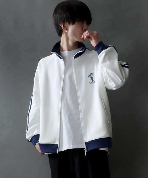 SITRY（シトリー）の「SITRY Flower Embroidery Track Jacket/別注 ワンポイント花刺繍 トラックジャケット レディース メンズ ジャージ（ジャージ・メンズ・ベージュ/ネイビー/ホワイト/ブラック・M/XL/L）」の22枚目の写真