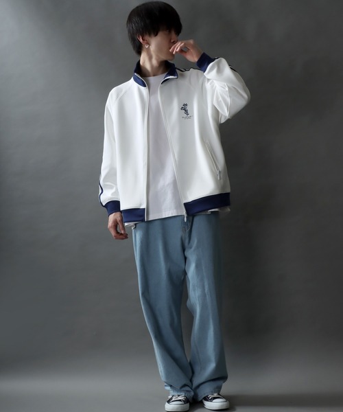 SITRY（シトリー）の「SITRY Flower Embroidery Track Jacket/別注 ワンポイント花刺繍 トラックジャケット レディース メンズ ジャージ（ジャージ・メンズ・ベージュ/ネイビー/ホワイト/ブラック・M/XL/L）」の21枚目の写真