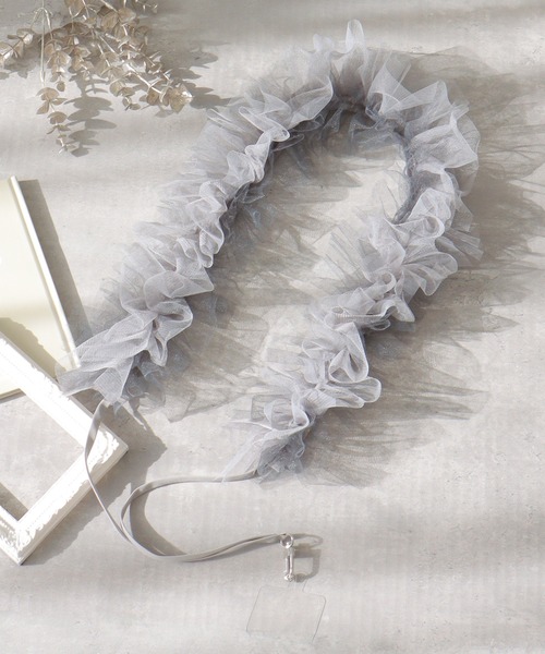 notch.（ノッチ）の「チュールショルダーストラップ（スマホグッズ・レディース・オフホワイト/ブラック/グレー・ONESIZE）」の11枚目の写真