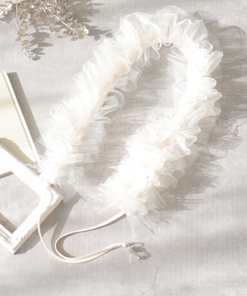 notch.（ノッチ）の「チュールショルダーストラップ（スマホグッズ・レディース・オフホワイト/ブラック/グレー・ONESIZE）」の12枚目の写真