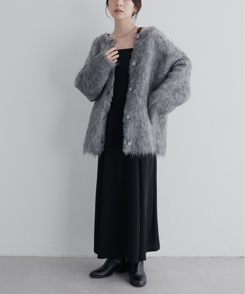 natural couture(ナチュラルクチュール)の「再販/カットジョーゼットキャミワンピース(ワンピース・レディース・ブラック/グレー/グレイッシュベージュ/オフホワイト/ドット/モカ・FREE)」の9枚目の写真