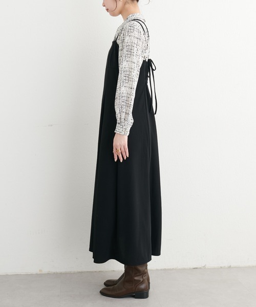 natural couture(ナチュラルクチュール)の「再販/カットジョーゼットキャミワンピース(ワンピース・レディース・ブラック/グレー/グレイッシュベージュ/オフホワイト/ドット/モカ・FREE)」の12枚目の写真