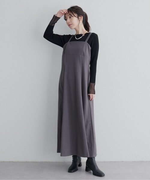 natural couture(ナチュラルクチュール)の「再販/カットジョーゼットキャミワンピース(ワンピース・レディース・ブラック/グレー/グレイッシュベージュ/オフホワイト/ドット/モカ・FREE)」の20枚目の写真