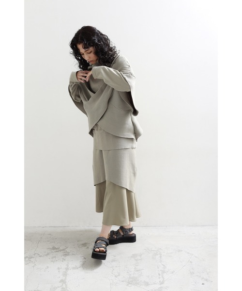 OSMOSIS（オズモーシス）の「レイヤードフレアーヘムニットスカート（スカート・レディース・ベージュ/ブラック/ライトグリーン・ONE SIZE）」の5枚目の写真