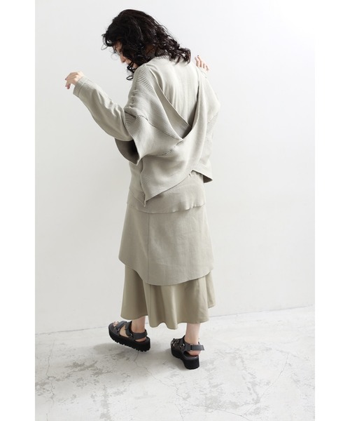 OSMOSIS（オズモーシス）の「レイヤードフレアーヘムニットスカート（スカート・レディース・ベージュ/ブラック/ライトグリーン・ONE SIZE）」の6枚目の写真