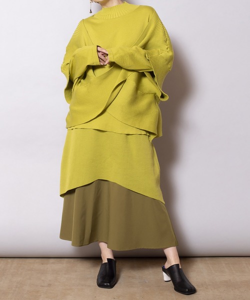 OSMOSIS（オズモーシス）の「レイヤードフレアーヘムニットスカート（スカート・レディース・ベージュ/ブラック/ライトグリーン・ONE SIZE）」の10枚目の写真