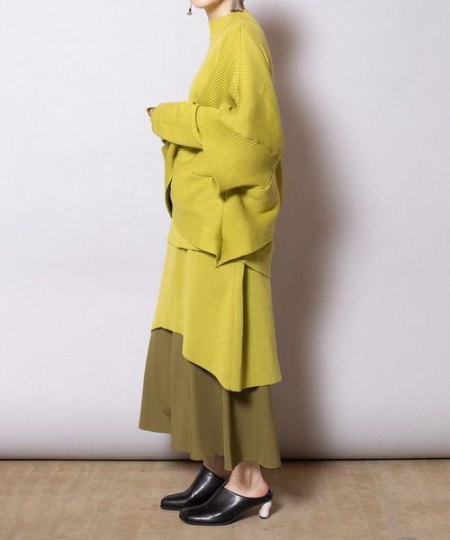 OSMOSIS（オズモーシス）の「レイヤードフレアーヘムニットスカート（スカート・レディース・ベージュ/ブラック/ライトグリーン・ONE SIZE）」の11枚目の写真