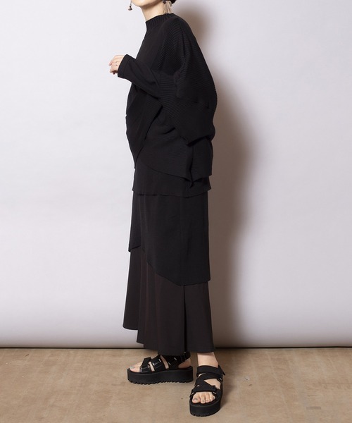 OSMOSIS（オズモーシス）の「レイヤードフレアーヘムニットスカート（スカート・レディース・ベージュ/ブラック/ライトグリーン・ONE SIZE）」の15枚目の写真