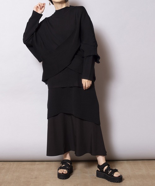 OSMOSIS（オズモーシス）の「レイヤードフレアーヘムニットスカート（スカート・レディース・ベージュ/ブラック/ライトグリーン・ONE SIZE）」の16枚目の写真