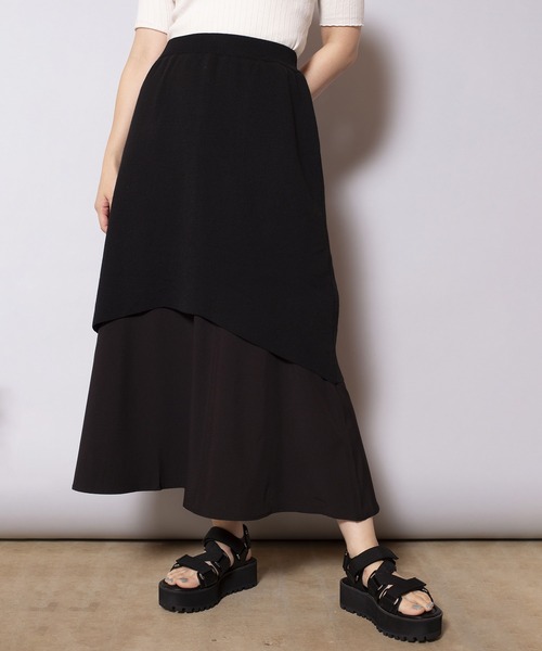 OSMOSIS（オズモーシス）の「レイヤードフレアーヘムニットスカート（スカート・レディース・ベージュ/ブラック/ライトグリーン・ONE SIZE）」の21枚目の写真