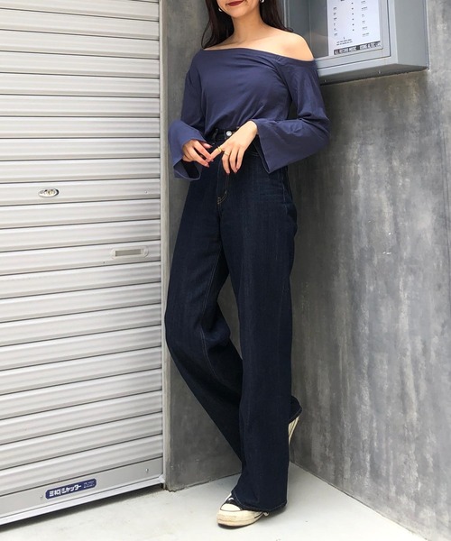 CIEL'AIR（シエルエアー）の「One Shoulder Tops（Tシャツ/カットソー・レディース・ブルー/レッド/ブラウン・FREE）」の6枚目の写真