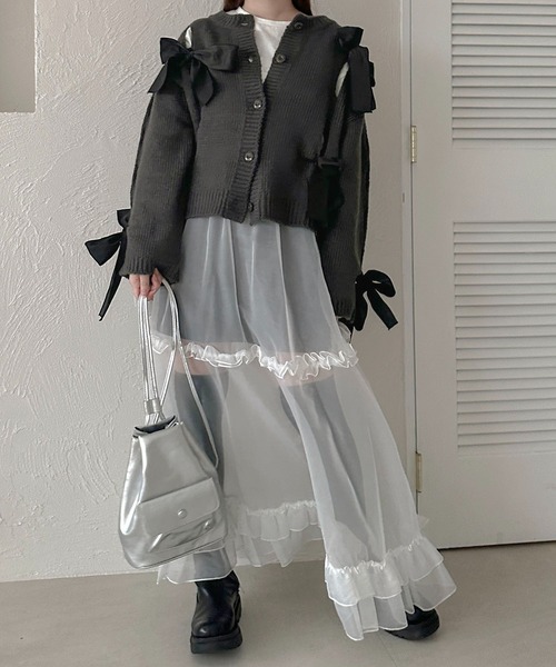 apres jour clair(アプレジュールクレア)の「【apres jour clair】リボン付きニットカーデ【ZOZOTOWN限定アイテム】(カーディガン/ボレロ・レディース・ブルー/グレー/アイボリー・フリー/X-LARGE)」の21枚目の写真
