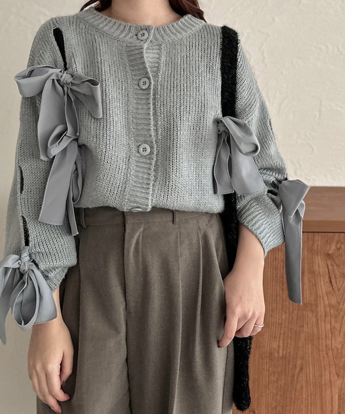 正規品♡リボンプルオーバー＆リボン柄ロングパンツ♡ダークグレー シュガーグレーボンボン・リボンワンピース（3L/4L/5L/6L