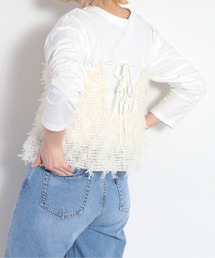 バックリボン チュールフリンジアウトキャミ