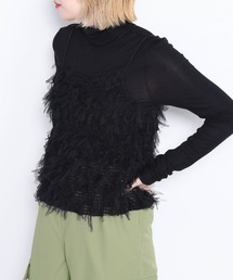 cepo | バックリボン チュールフリンジアウトキャミ(キャミソール)