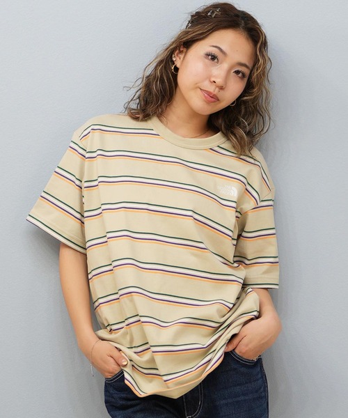 THE NORTH FACE（ザノースフェイス）の「THE NORTH FACE/ザ・ノース・フェイス S/S MULTI BORDER TEE 半袖Tee/コットンTee ボーダー NT32455（Tシャツ/カットソー・レディース・ブラック/ベージュ/ネイビー/ブラウン・XL/L/M/S）」の10枚目の写真