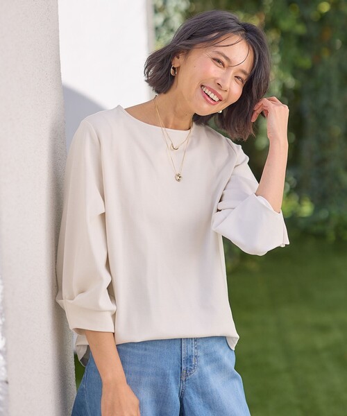 ANY(エニィ)の「タックスリーブプルオーバー(Tシャツ/カットソー・レディース・グレー系/オールドローズ系/ベージュ系/ライラック系/アイボリー系・2/3)」の1枚目の写真