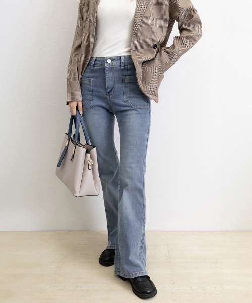 Miniministore(ミニミニストア)の「フレアデニムパンツ セミフレアパンツ韓国(デニムパンツ・レディース・インディゴブルー/ブラック/ブラウン・L/M/S/XL)」の19枚目の写真