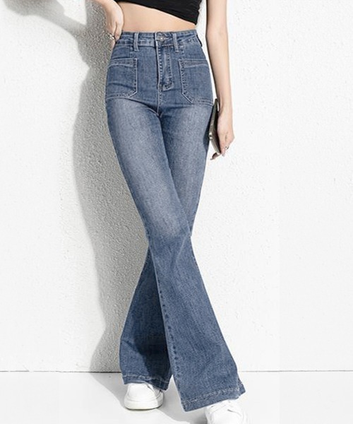 Miniministore(ミニミニストア)の「フレアデニムパンツ セミフレアパンツ韓国(デニムパンツ・レディース・インディゴブルー/ブラック/ブラウン・L/M/S/XL)」の7枚目の写真