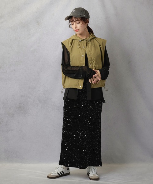 Lull（ルル）の「【Lull / ルル】ナイロンショートフードベスト（ベスト・レディース・ブルー/ブラック/カーキ・ONESIZE）」の20枚目の写真