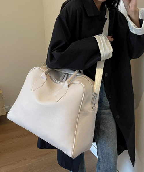 セール】大容量ボストンバッグ レザータッチビッグサイズ