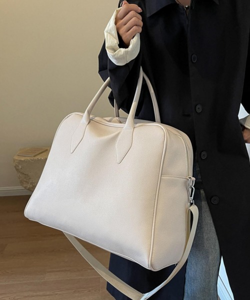 LA VORAGINE（ラ ヴォラジネ）の「大容量ボストンバッグ レザータッチビッグサイズ トラベルバッグ ショルダーバッグ（ボストンバッグ・レディース・ブラック/アイボリー/ピンク・FREE）」の18枚目の写真