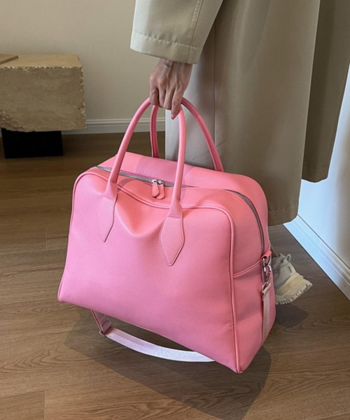 LA VORAGINE（ラ ヴォラジネ）の「大容量ボストンバッグ レザータッチビッグサイズ トラベルバッグ ショルダーバッグ（ボストンバッグ・レディース・ブラック/アイボリー/ピンク・FREE）」の16枚目の写真