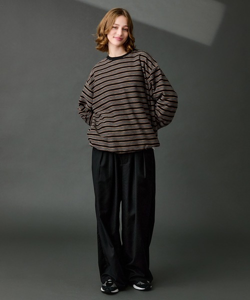 WETTEMPT（ウィテンプト）の「CREW NECK DRAW CORD BORDER LONG