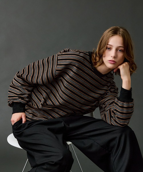 WETTEMPT（ウィテンプト）の「CREW NECK DRAW CORD BORDER LONG TEE / クルーネックドローコードボーダーロンT（Tシャツ/カットソー・メンズ・ネイビー/ブラック系その他/オフホワイト/ブラック/ブラウン/ホワイト/ネイビー系・SMALL/MEDIUM/LARGE）」の12枚目の写真